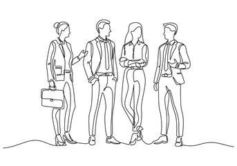 continuous line drawing of business meeting