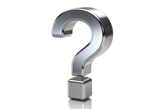 3d question mark, silver question isolated white background