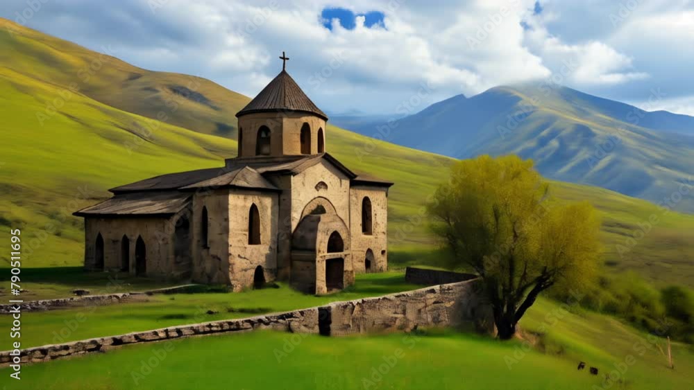 Canvas Prints  Tranquil church nestled amidst natures grandeur