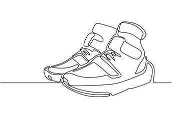 Sport Sneaker shoes in continuous line art drawing style