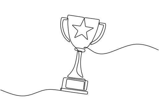 recommend clip art: Continuous one line drawing of trophy cup competition