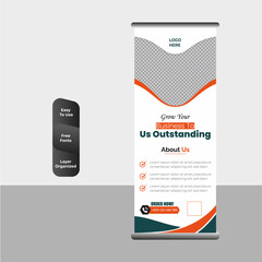 Business rollup banners for marketing stand print and other uses