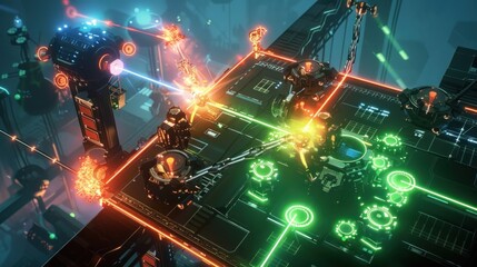 multiplayer game where players must work together, each controlling a different aspect of a complex machine, to achieve a common goal within a time limit 