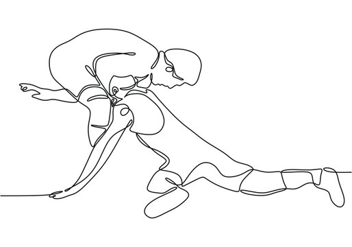 recommend clip art: Continuous Line Drawing of Wrestler, Hand-Drawn Wrestling Player