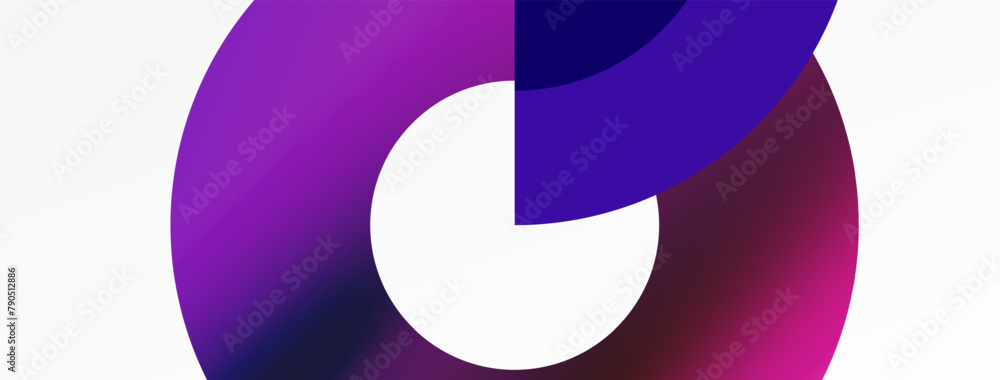 Poster a symbol of harmony, the purple circle with a white center on a white background represents balance 