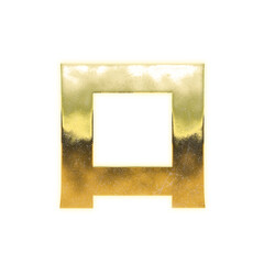 Very realistic golden "ロ", Japanese Katakana, transparent background