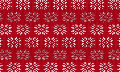 Vector white flower knitted pattern, Festive Sweater Design. Seamless Knitted Pattern