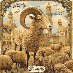 Poster for the holiday of sacrifice "Eid al-Adha".