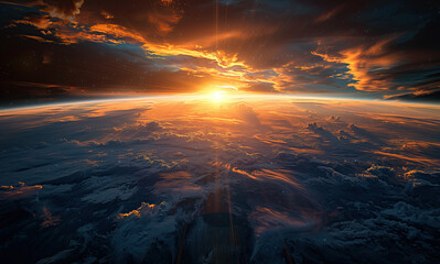 Planet Earth with spectacular sunrise