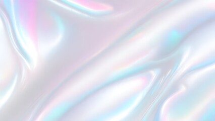 Naklejka premium Holographic background seamless trendy iridescent light foil texture. Soft holographic pastel unicorn marble background pattern. Modern pearlescent blurry abstract swirl illustration.