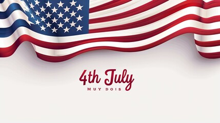Elegant '4th July' with a flag motif, Independence Day concept on white background