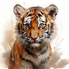 Watercolor Sumatran tiger, clipart Illustration, Generative Ai