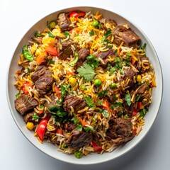 Lamb biryani with saffron and mixed vegetables