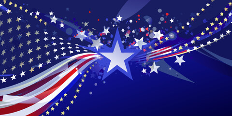 Abstract star and stripes, July 4th concept, on dark blue  background