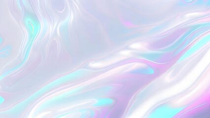 Holographic background seamless trendy iridescent light foil texture. Soft holographic pastel unicorn marble background pattern. Modern pearlescent blurry abstract swirl illustration. - obrazy, fototapety, plakaty