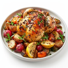 Lemon herb roasted chicken with root vegetables