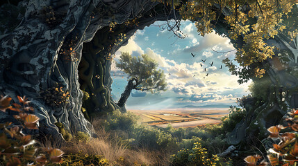 Surrealism nature wallpaper the mysterious balance was created - obrazy, fototapety, plakaty