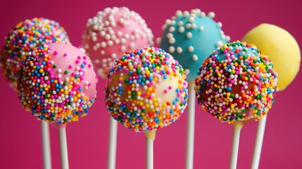 Cake pops adorned with colorful sprinkles