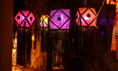 Many Vesak lanterns, Sri lankan vesak festival celebrations.