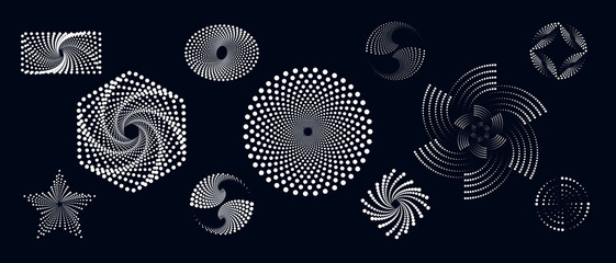 Circle dots pattern texture isolated on black background.
