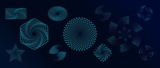 Circle dots pattern texture isolated on dark blue background.