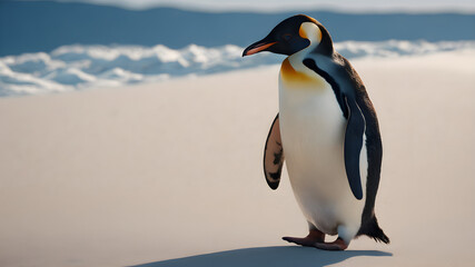 Obraz premium king penguin on the beach