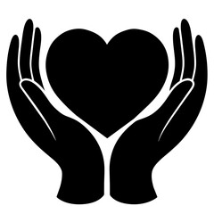 Hands holding heart icon vector