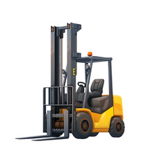 Sleek vector design of an orange forklift with extended forks, ready for warehouse operations. Generative AI