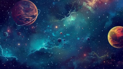 Background materials: Illustrations of Cosmic Planets and Aerospace Themes