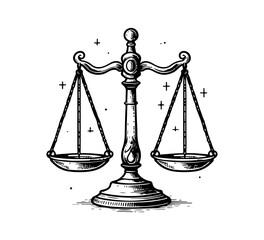 scale of justice hand drawn vector icon