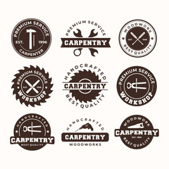 woodworking logo template vector