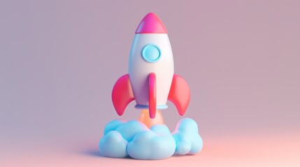 3D Cute Wind Rocket: Illustrations of Cosmic Planets and Aerospace Themes