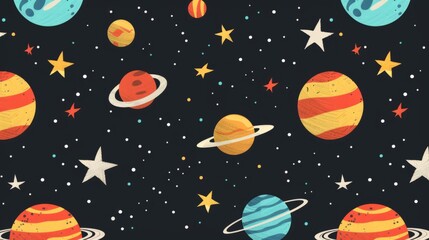 Background materials: Illustrations of Cosmic Planets and Aerospace Themes