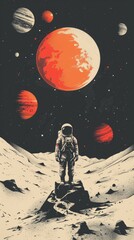Obraz premium Background materials: Illustrations of Cosmic Planets and Aerospace Themes