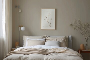 minimalist bedroom with a comfortable bed and soft linens
