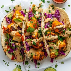 Vegan cauliflower tacos with spicy tahini sauce