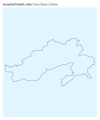 Arunachal Pradesh, India. Simple vector map. State shape. Outline style. Border of Arunachal Pradesh. Vector illustration.