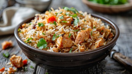 Obraz na płótnie Canvas Indian chicken biryani rice
