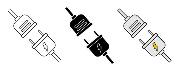 set of icons of electrical sockets with plugs. connection and disconnection symbols. modern design for poster, app, web, social media.