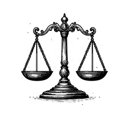 scale of justice hand drawn vector icon - obrazy, fototapety, plakaty