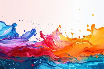 A multicolored wave consisting of multiple colors colliding with each other. Colorful liquid waves.