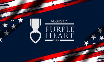 National Purple Heart Day August 7 Background Vector Illustration