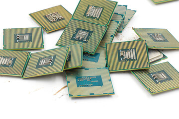 Isolated CPU or central processing unit on white background,  Microprocessors.