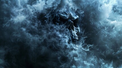 skull emerging from the smoke