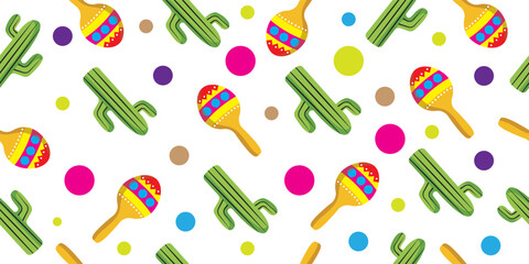 	
Mexico illustration. Mexican pattern. Vector illustration with design for the Mexican holiday May 5 Cinco De Mayo. Vector template with symbols of Mexico:captus and maracas vector eps