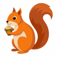 Squirrel vector illustration, a Running squirrel, squirrel eating nut vector