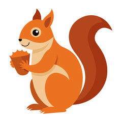 Squirrel vector illustration, a Running squirrel, squirrel eating nut vector