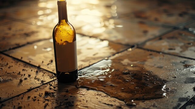 A spilled wine bottle captured in a photograph