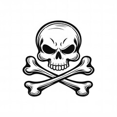 A daring logo design features a minimalistic skull with crossed bones, evoking the spirit of pirates and traditional skull and crossbones motifs