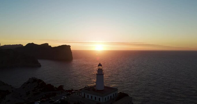 lighthouse at the Cap Formentor at mallorca at sunset